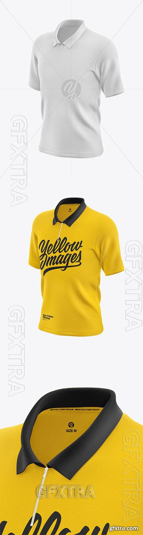 Mens Zip Polo T-Shirt Mockup - Front Half Side View 88865 Mens Zip Polo T-Shirt Mockup - Front Half Side View 88865