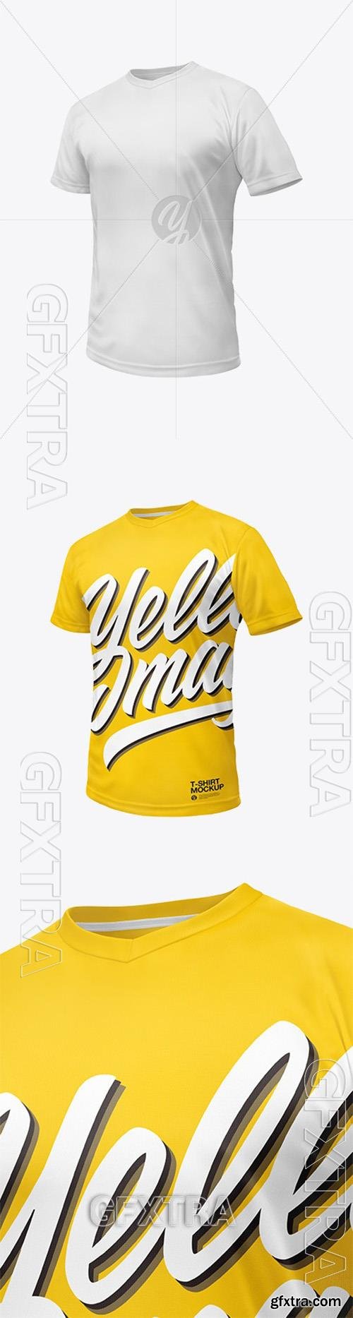 T-Shirt with V-neck Mockup - Half Side View 90320 T-Shirt with V-neck Mockup - Half Side View 90320