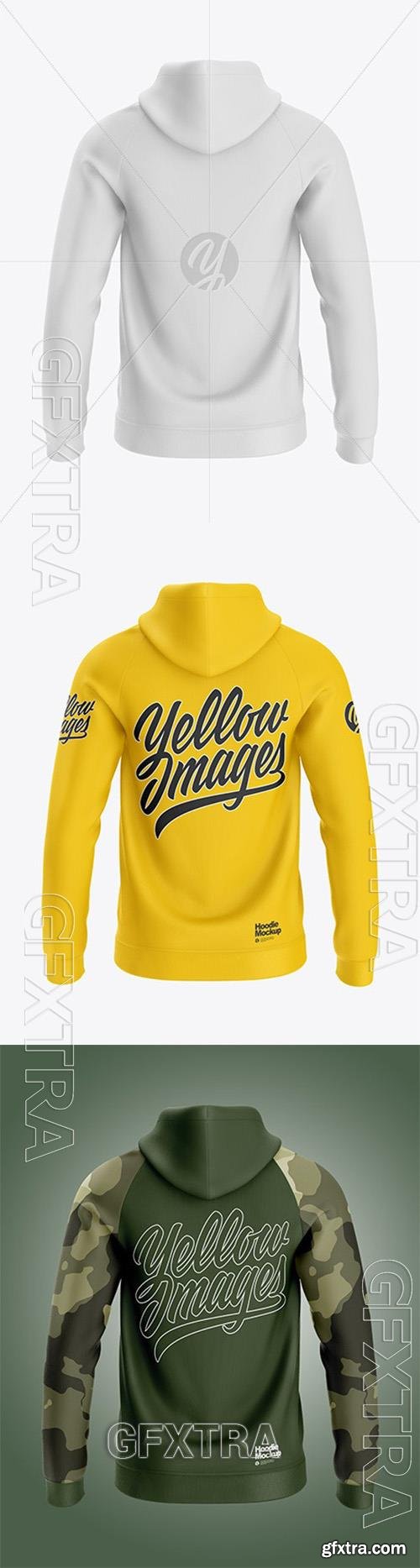 Raglan Full-Zip Hoodie Mockup - Back View 90922 Raglan Full-Zip Hoodie Mockup - Back View 90922