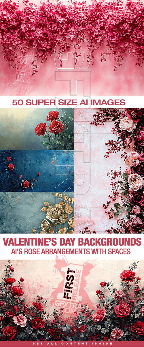 Valentine's Day Background AI Illustrations with Spaces 50xJPG