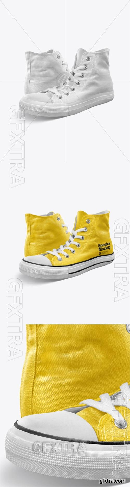 Two High-Top Canvas Sneakers Mockup - Half Side View 87616 Two High-Top Canvas Sneakers Mockup - Half Side View 87616