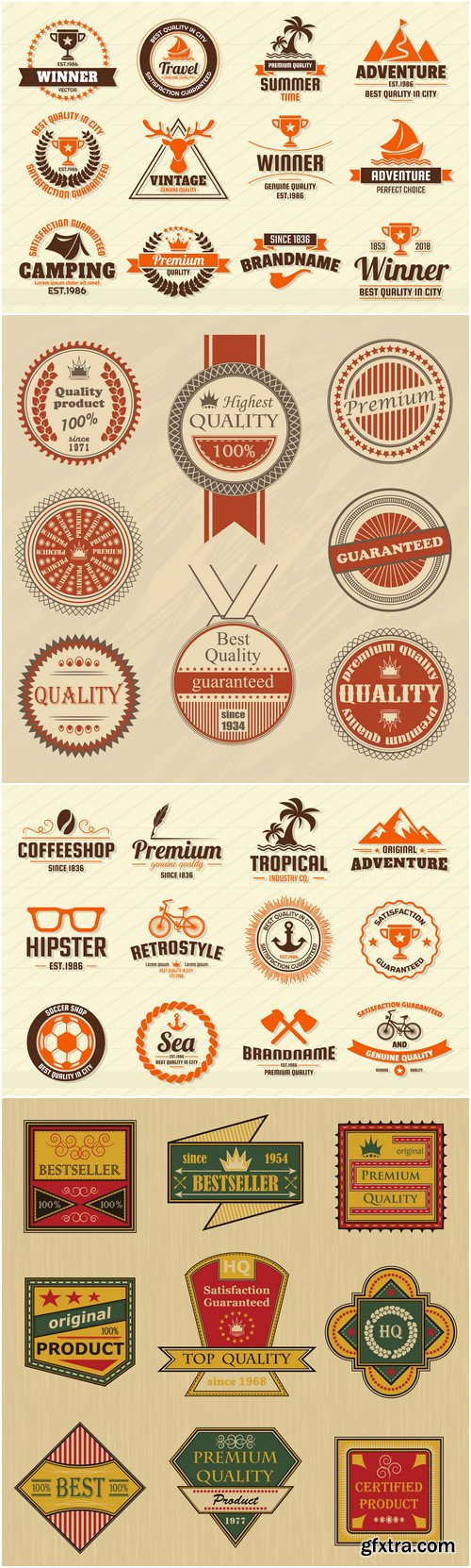 Labels, logos, badges, ribbons design elements vector set 8