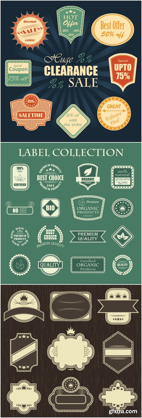 Labels, logos, badges, ribbons design elements vector set 7