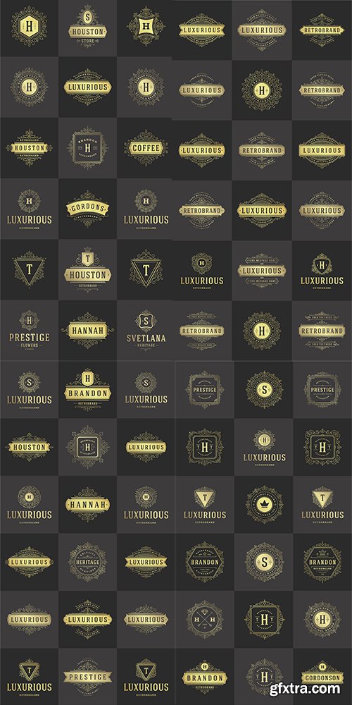 Labels, logos, badges, ribbons design elements vector set 12