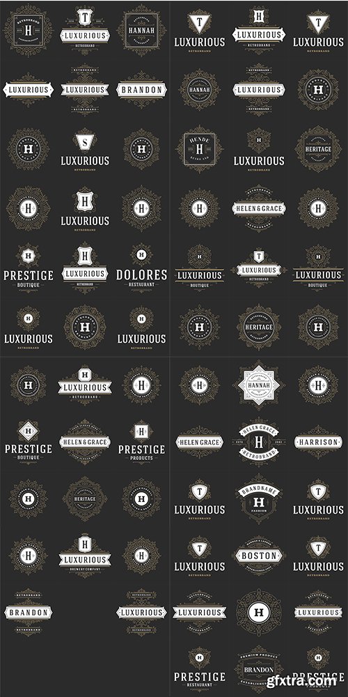 Labels, logos, badges, ribbons design elements vector set 11