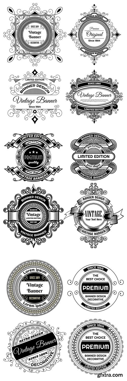 Labels, logos, badges, ribbons design elements vector set 13