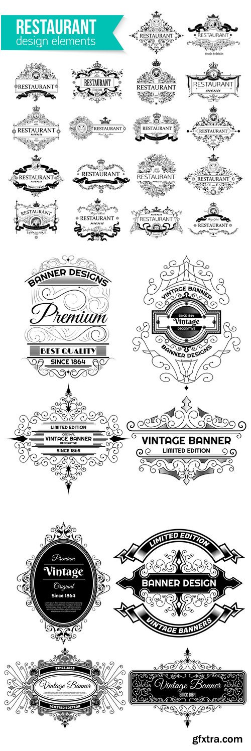 Labels, logos, badges, ribbons design elements vector set 14