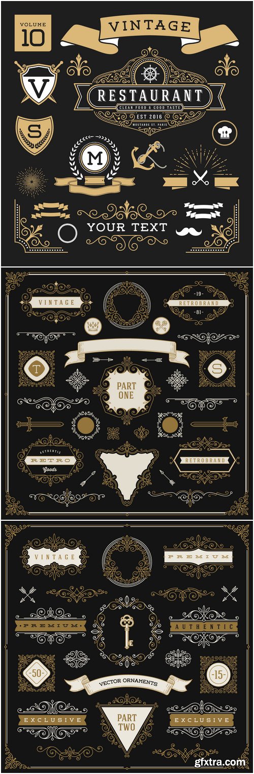 Labels, logos, badges, ribbons design elements vector set 15