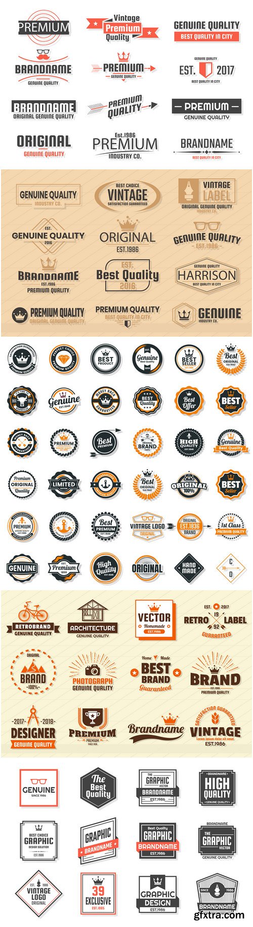 Labels, logos, badges, ribbons design elements vector set 18