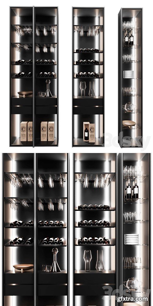 Set of display cases of different widths_1