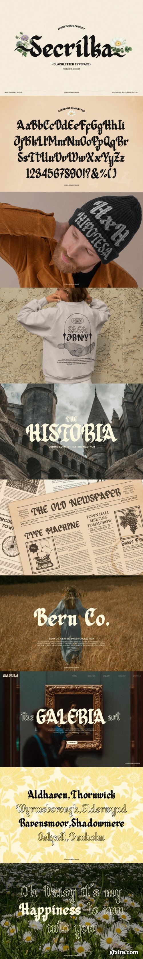 Secrilka | Blackletter Typeface Font