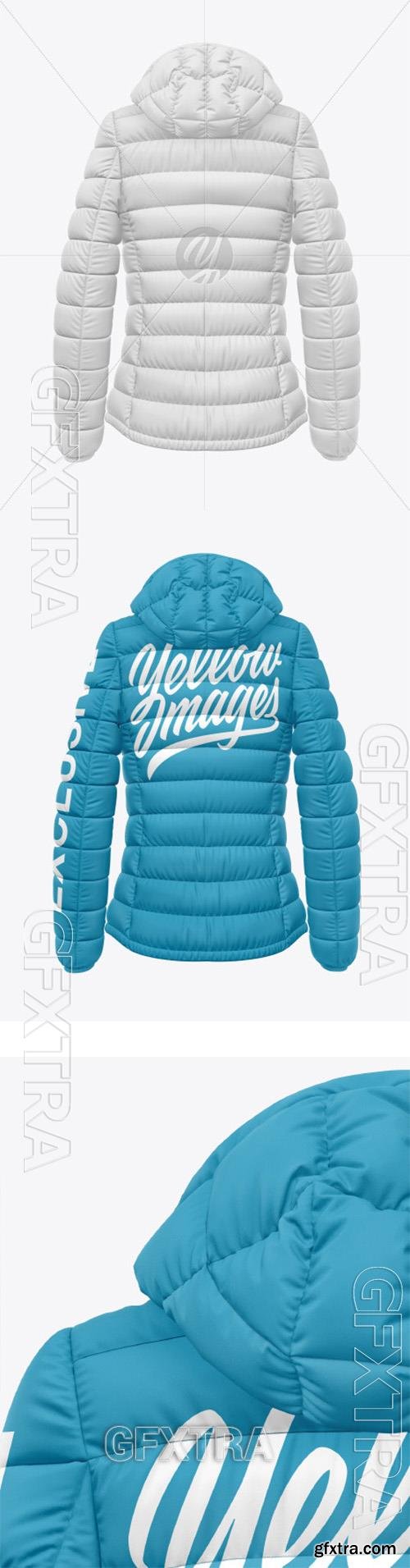 Matte Nylon Womens Down Jacket w/Hood Mockup 75465 Matte Nylon Womens Down Jacket w/Hood Mockup 75465