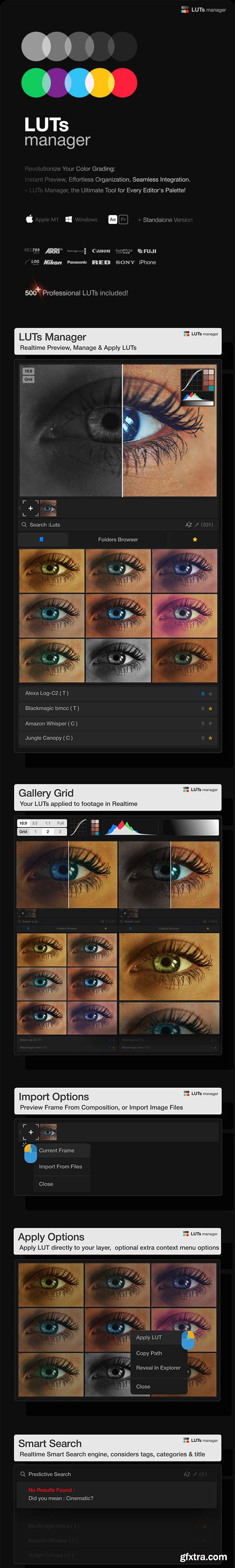 Videohive - LUTs Manager: Preview LUTs In Real-time Tool &amp; 500 Professional LUTs - 55855580