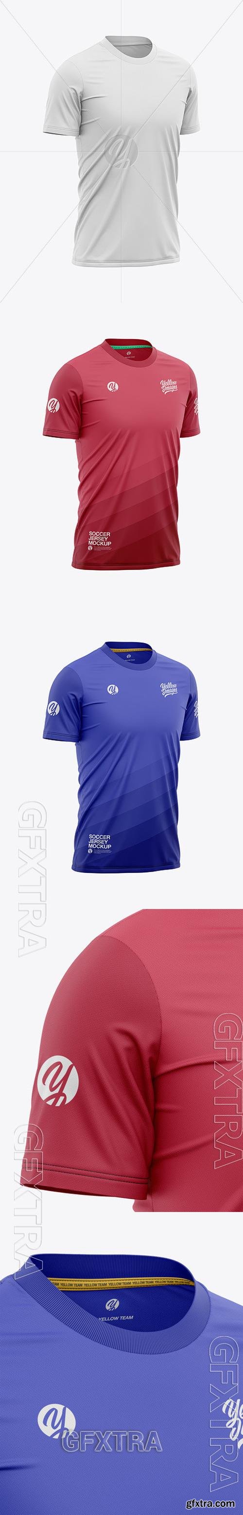 Mens Crew Neck Soccer Jersey Mockup - Front Half-Side View 65335 Mens Crew Neck Soccer Jersey Mockup - Front Half-Side View 65335