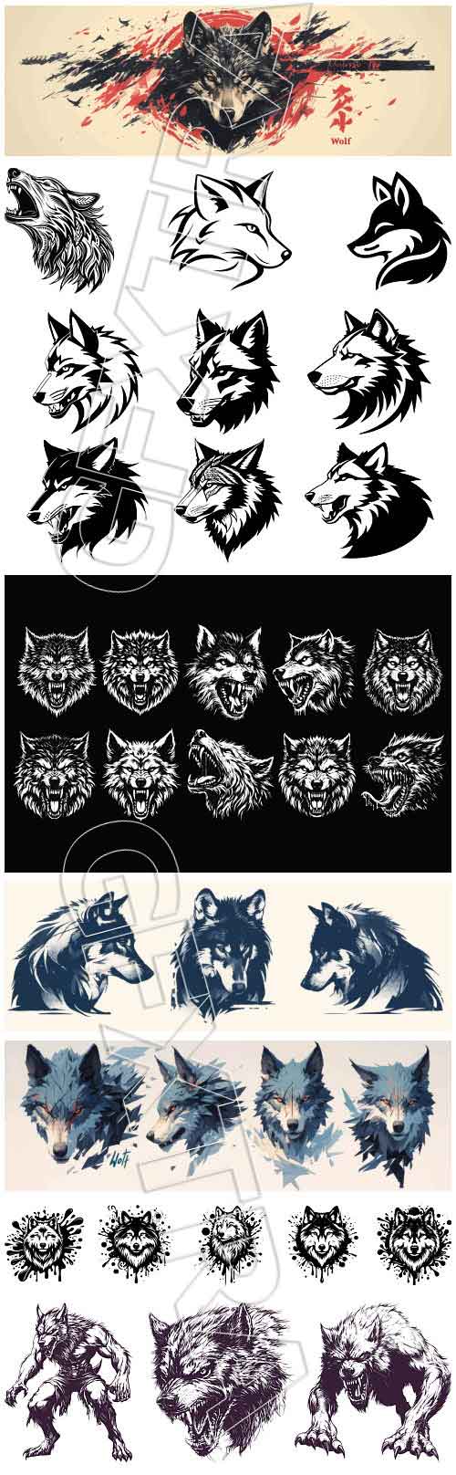 Wolf Vectors 127 AI&SVG ARTWORKS!