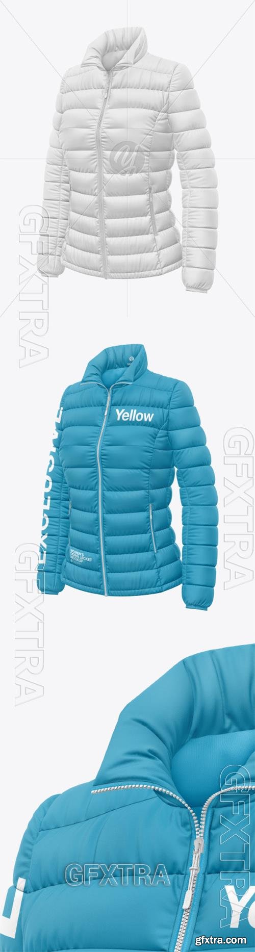 Matte Nylon Womens Down Jacket Mockup 75224