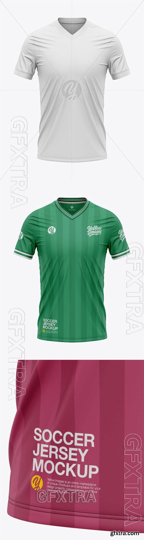 Mens V-Neck Soccer Jersey T-Shirt Mockup - Front View 64641