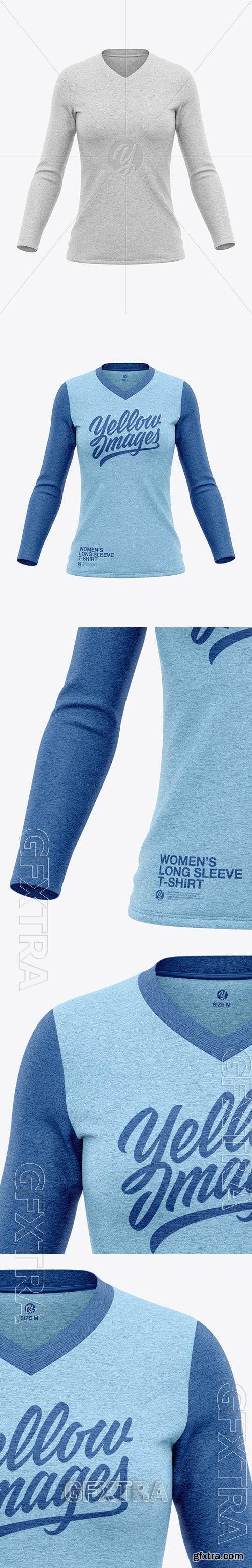 Womens Heather Long Sleeve T-Shirt Mockup - Front View 65355
