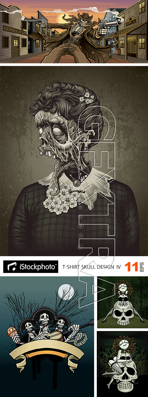 T-Shirt Skull Designs IV, 11xEPS