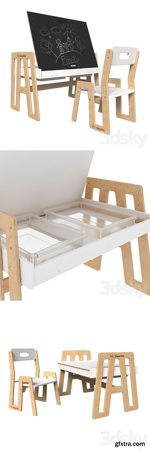 3dsky Pro - Growing furniture set: children\'s table and chair Rastishka Limoni Kids