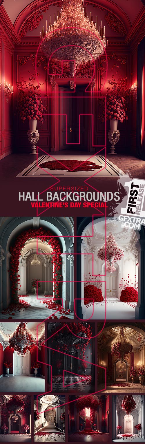 Hall Backgrounds for Valentine's Day 10xPNG