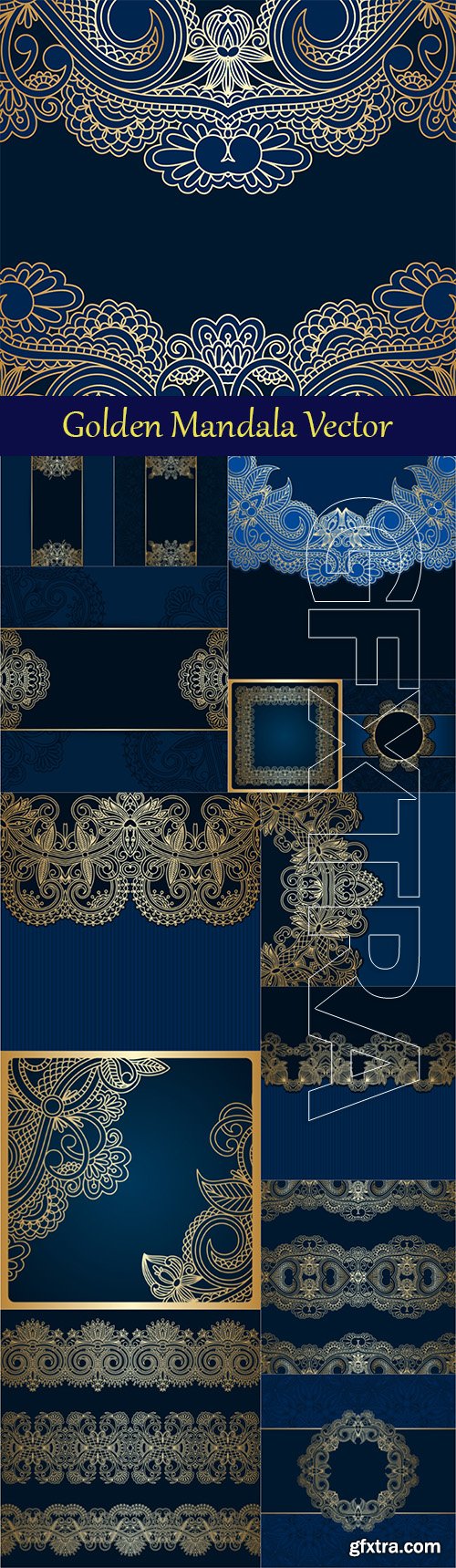 Vector backgrounds with golden mandala decor