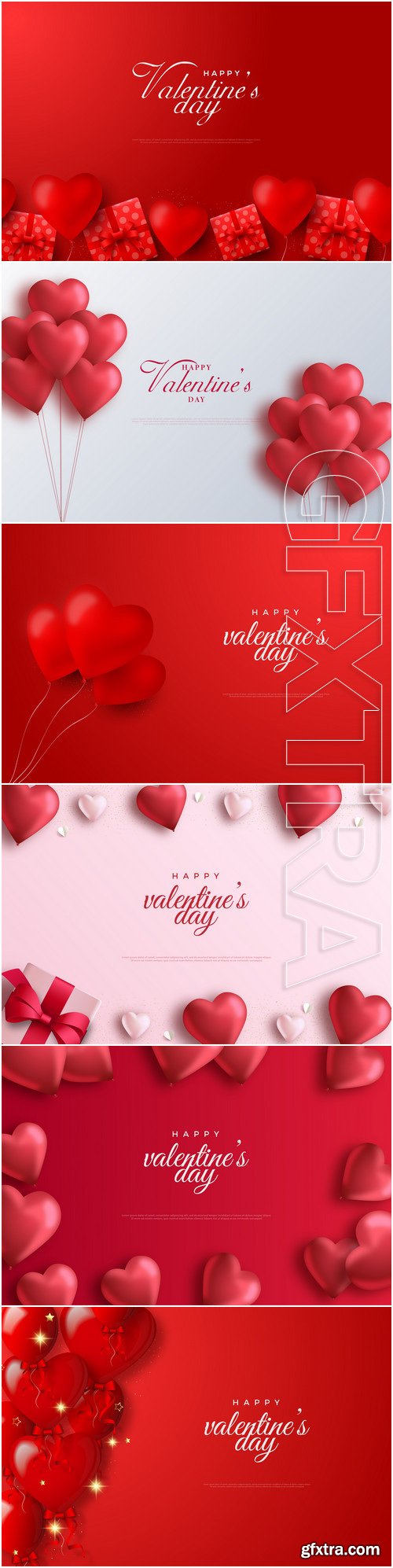 Valentine day vector background with red balloons