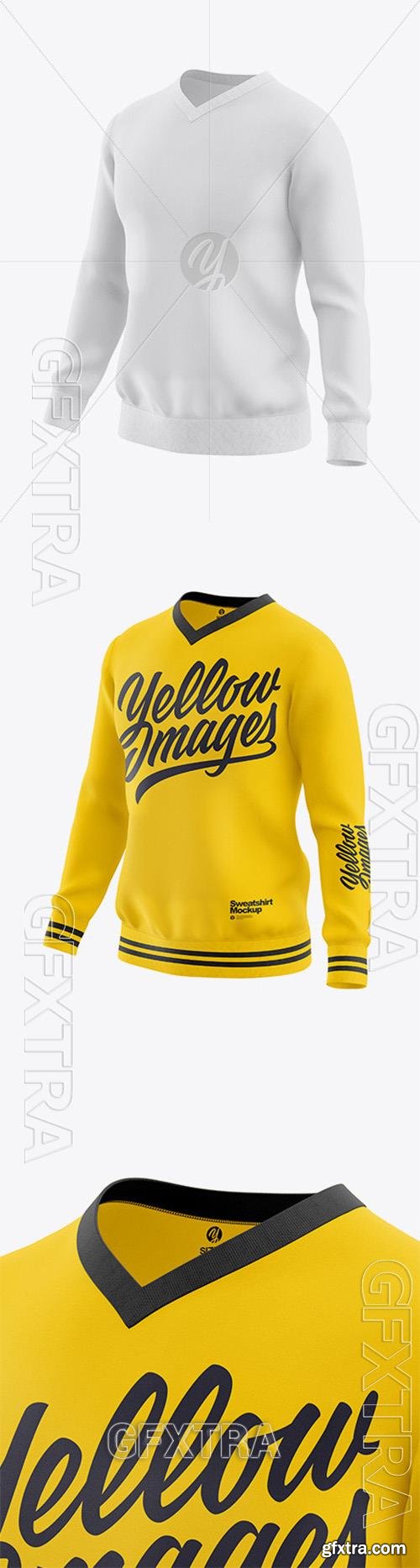 Mens V-Neck Sweatshirt Mockup - Front Half Side View 73749 Mens V-Neck Sweatshirt Mockup - Front Half Side View 73749