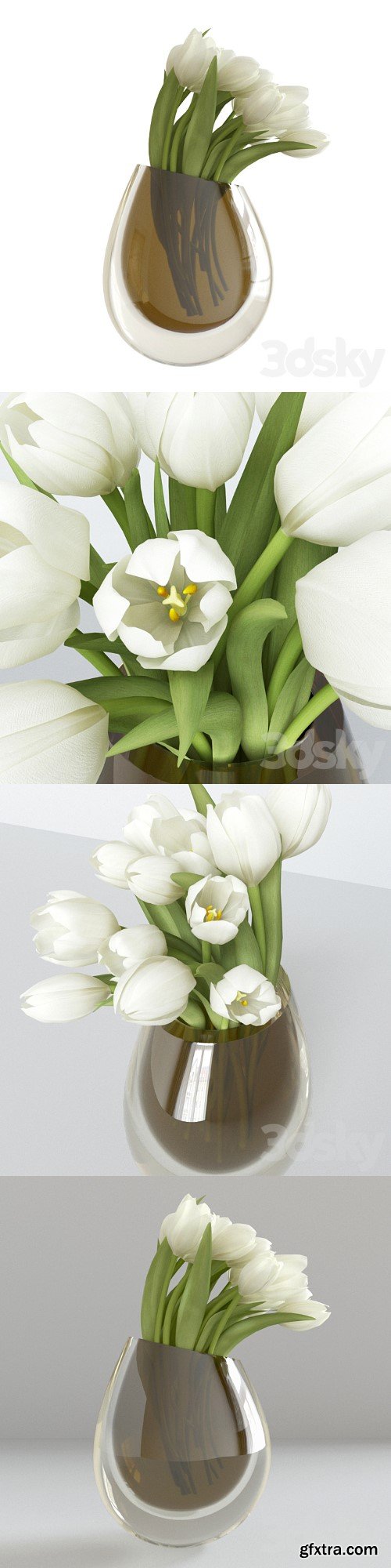 3dsky Pro - White tulips in a vase