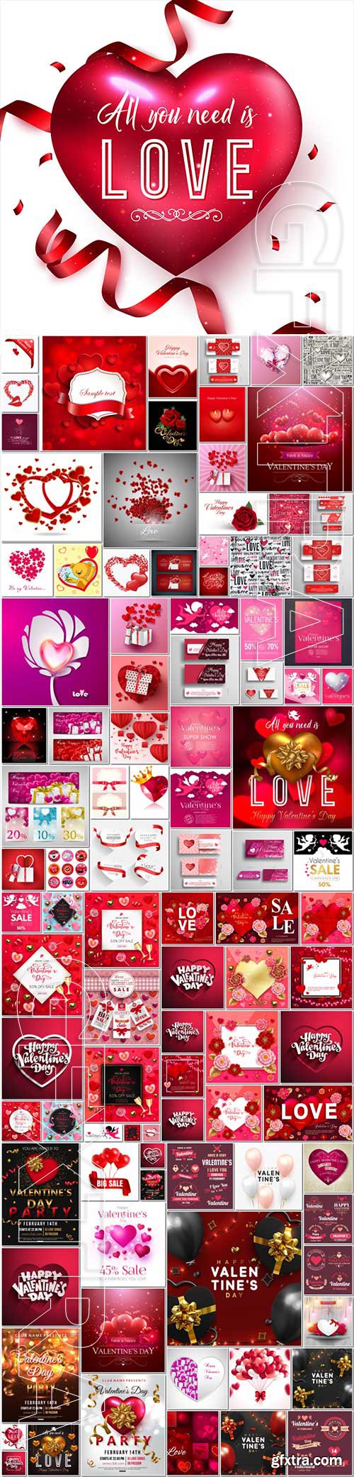 Bundle Happy Valentines Day, love, romance, hearts in vector vol 9