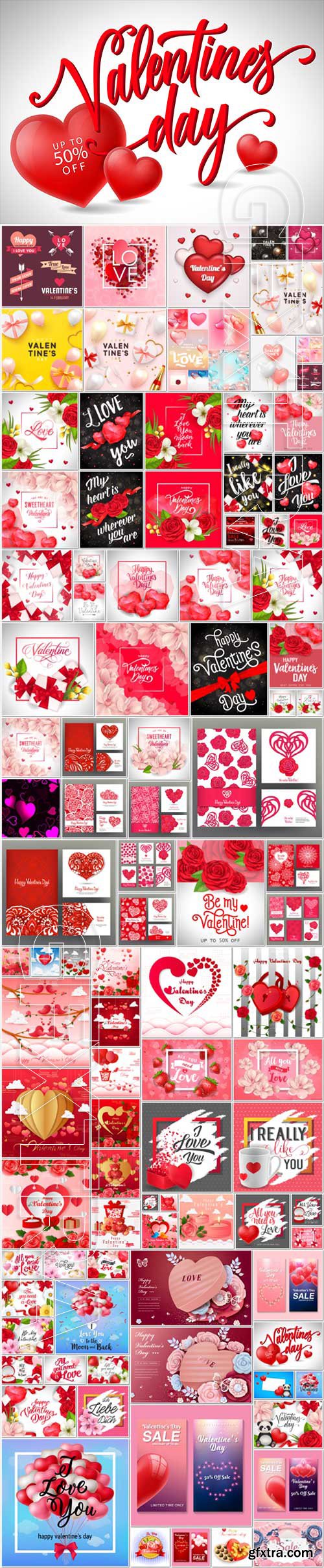 Bundle Happy Valentines Day, love, romance, hearts in vector vol 10