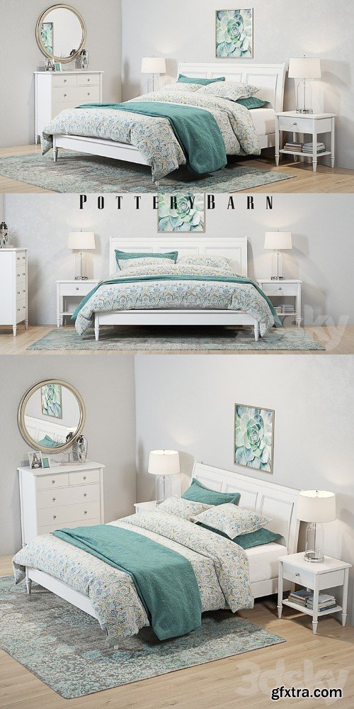 3dsky Pro - Pottery Barn Crosby White Bedroom set