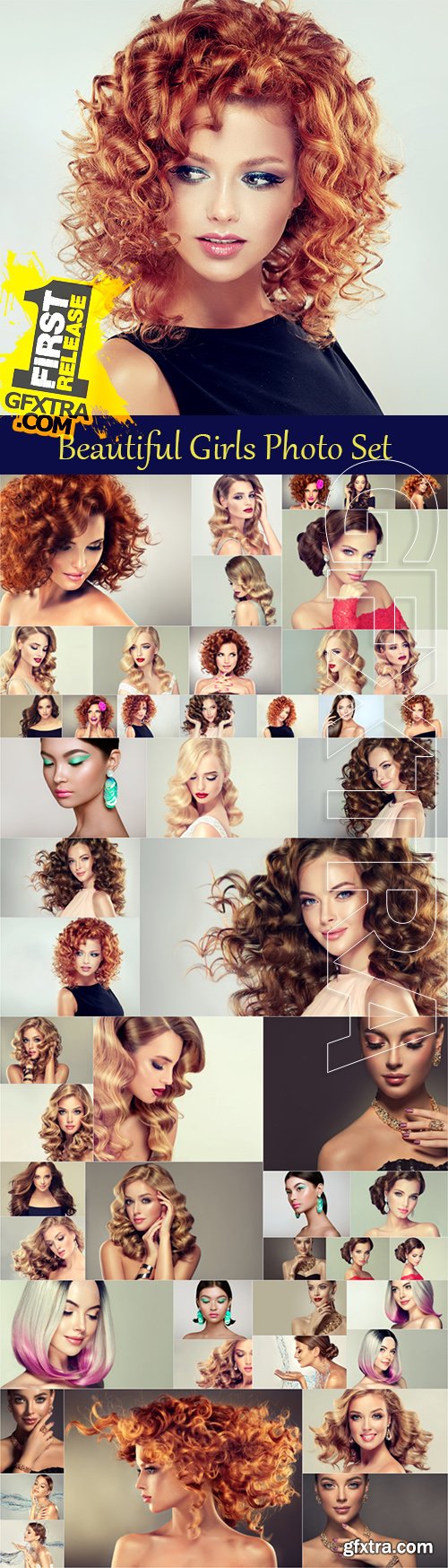 Beautiful women, girls stock photo set