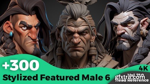 Artstation - +300 Stylized Featured Male 6 Head Sculpt Reference Images(4k)