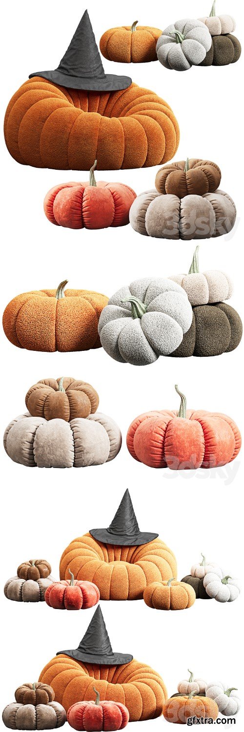3dsky Pro - Pumpkin chair and decorative pillows