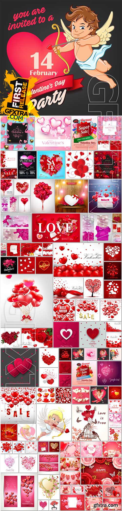 Happy Valentines Day, love, romance, hearts in vector vol 13