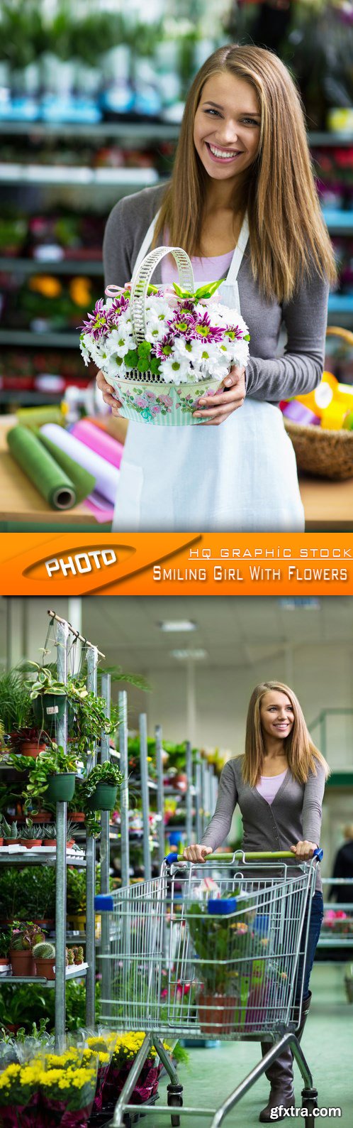 Stock Photo - Smiling Girl With Flowers