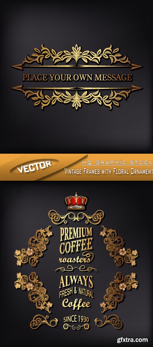 Stock Vector - Vintage Frames with Floral Ornament