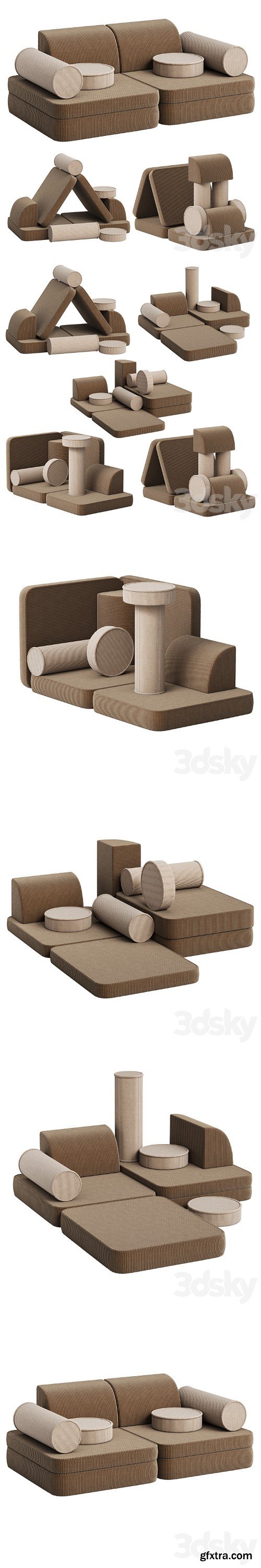 3dsky Pro - Children\'s Play Sofa Transformer Settee by Wigiwama