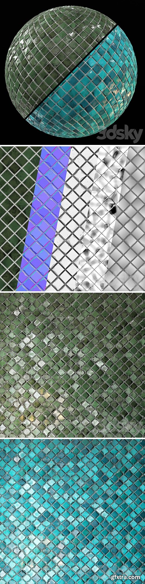 3dsky Pro - Teal Tile PBR Material-13