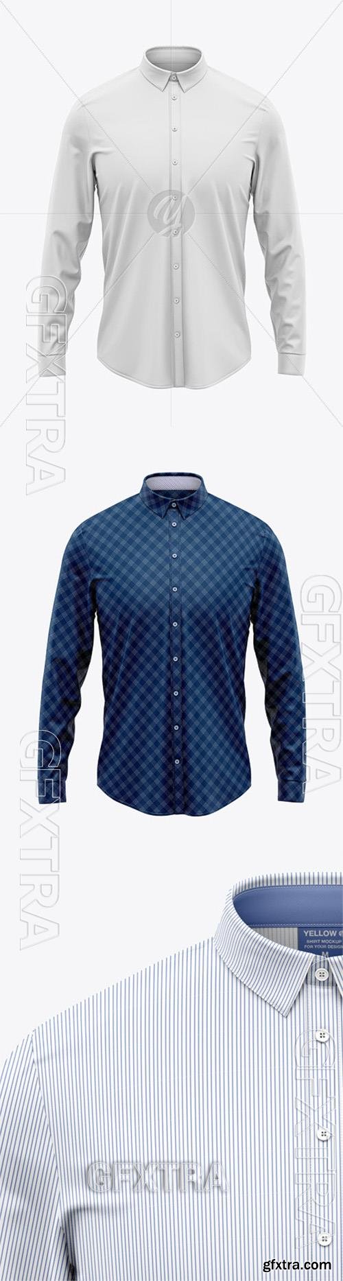 Mens Long Sleeve Button Down Dress Shirt - Front View 60331