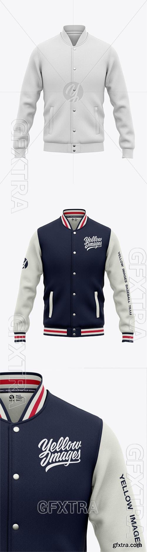 Mens Varsity Jacket Mockup - Front View - Baseball Bomber Jacket 59840 Mens Varsity Jacket Mockup - Front View - Baseball Bomber Jacket 59840