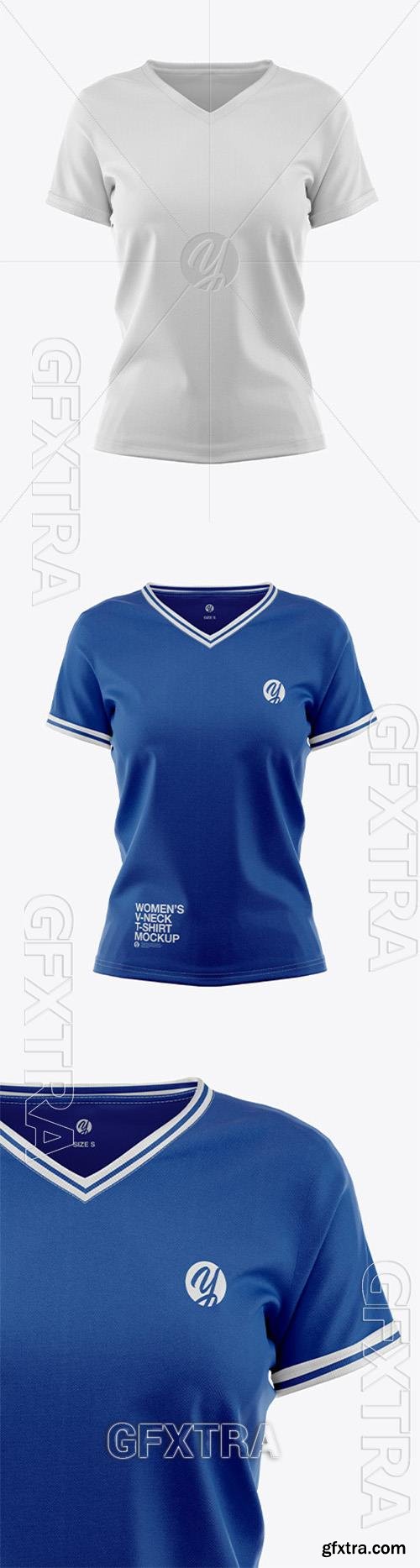 Womens V-Neck T-Shirt Mockup Front View 60388 Womens V-Neck T-Shirt Mockup Front View 60388