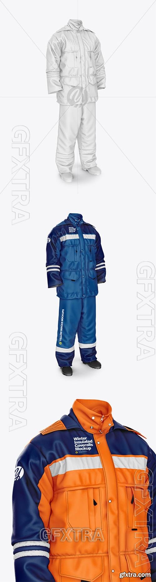Winter Insulated Coveralls Mockup Front Half Side View 57529 Winter Insulated Coveralls Mockup Front Half Side View 57529