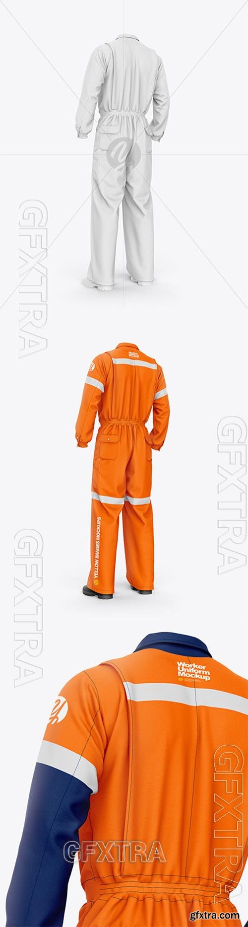Worker Uniform Mockup Back Half Side View 57205 Worker Uniform Mockup Back Half Side View 57205