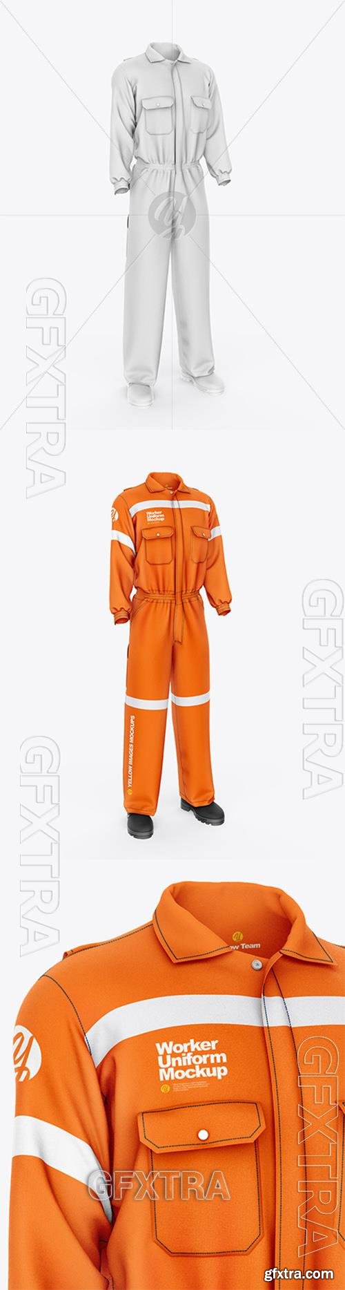 Worker Uniform Mockup - Front Half Side View 57011 Worker Uniform Mockup - Front Half Side View 57011