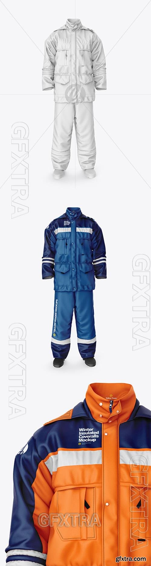 Winter Insulated Coveralls Mockup Front View 57860 Winter Insulated Coveralls Mockup Front View 57860