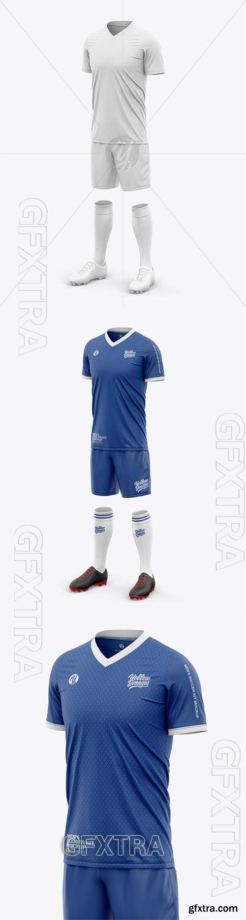 Mens Full Soccer Kit with V-Neck Jersey Mockup - Front Half-Side View 57533 Mens Full Soccer Kit with V-Neck Jersey Mockup - Front Half-Side View 57533