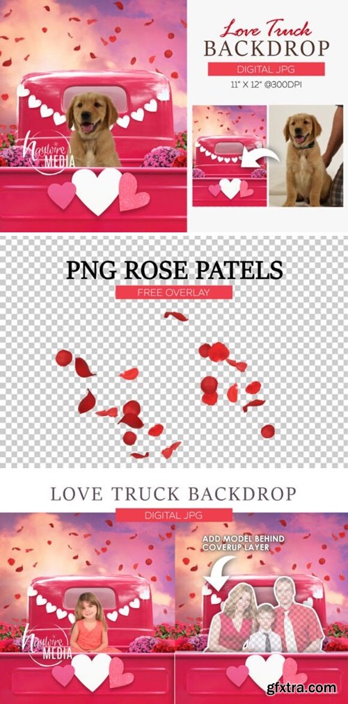 Love Truck Valentine Photo Background 113970868