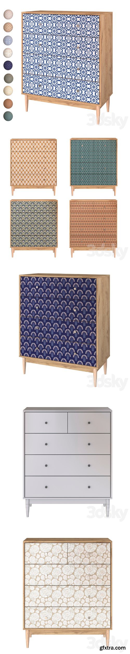 3dsky Pro - Chest of drawers Tyrone-1 Shell Lace Tulip